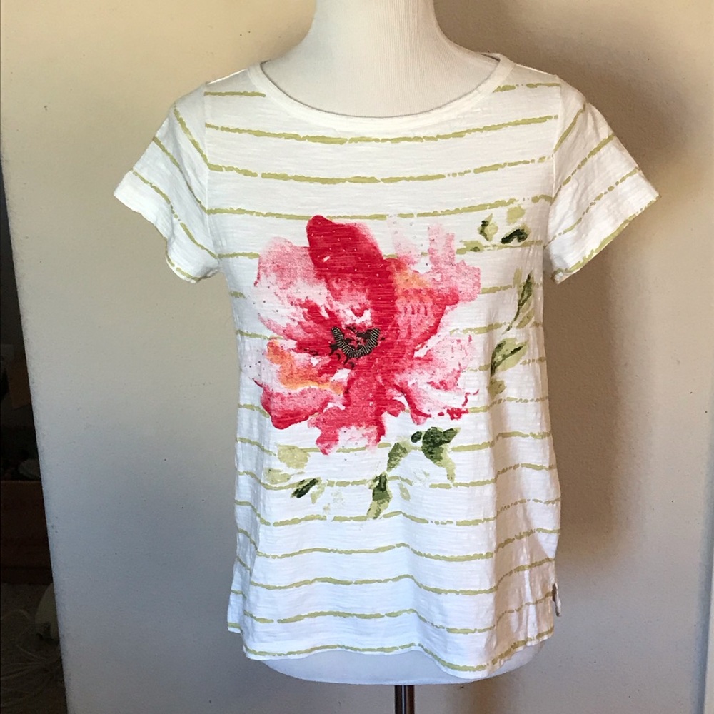 COPY - J Jill Shirt Size XS Short Sleeve White Floral